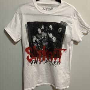 Slipknot White Short Sleeve Graphic Tee - Red & Black Band Logo